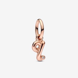 Pandora Letter Q Script Alphabet Dangle Charm Rosa Gold | 167EMWGDH