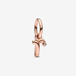 Pandora Letter R Script Alphabet Dangle Charm Rosa Gold | 709ACJUHX