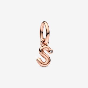 Pandora Letter S Script Alphabet Dangle Charm Rosa Gold | 629GFXNSM
