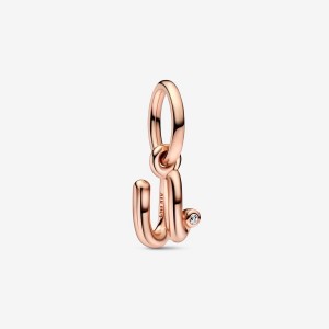 Pandora Letter U Script Alphabet Dangle Charm Rosa Gold | 438YOHLXZ