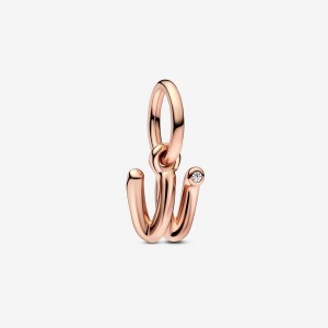 Pandora Letter W Script Alphabet Dangle Charm Rosa Gold | 749ABLYHO