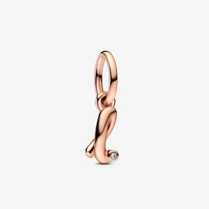 Pandora Letter l Script Alphabet Dangle Charm Rosa Gold | 208EAFCQM