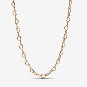 Pandora Linked Hearts Collier Necklace Gold | 819UERGJV