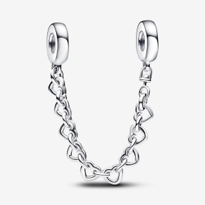 Pandora Linked Hearts Safety Chain Silber | 940DHZCFQ