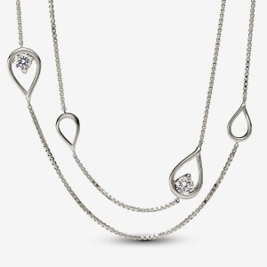 Pandora Long Pendant Necklace 0.50 carat tw 14k White Gold Weiß Gold | 936WCJFSG