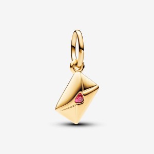 Pandora Love Letter Envelope Dangle Charm Gold | 143OWFPXU