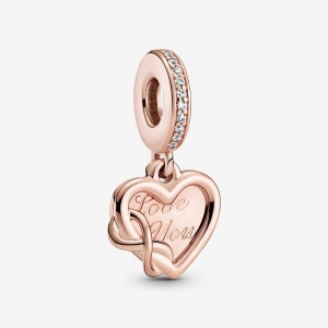 Pandora Love You Infinity Heart Dangle Charm Rosa Gold | 273EWISXD