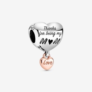 Pandora Love You Mom Heart Charm Mehrfarbig | 821UWADJK
