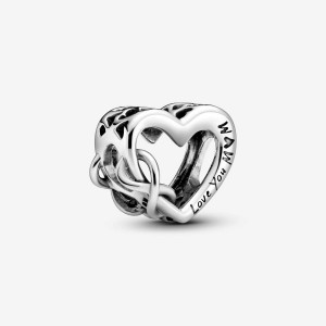 Pandora Love You Mom Infinity Heart Charm Silber | 163UCZHBR