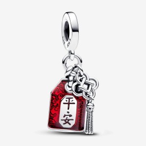 Pandora Lucky Amulet Double Dangle Charm Silber | 329BHZCYM