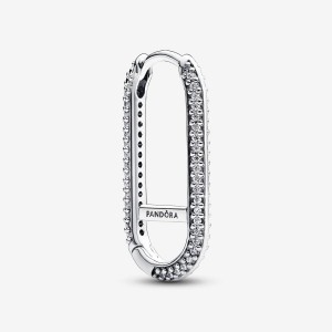 Pandora ME Extended Pave Link Single Earring Silber | 782VMIQJZ
