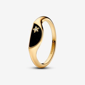 Pandora ME Halved Enamel Signet Ring Gold | 516TGZWJN