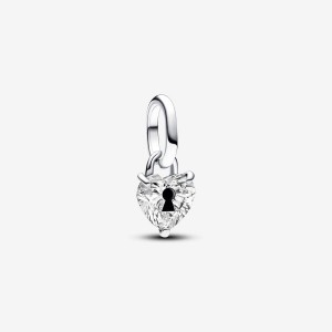 Pandora ME Keyhole Heart Mini Dangle Charm Silber | 473LQAGMT
