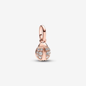 Pandora ME Lucky Ladybird Mini Dangle Charm Rosa Gold | 215CKVYUH