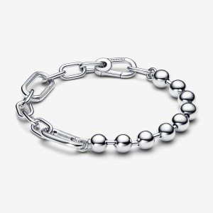 Pandora ME Metal Bead & Link Chain Bracelet Silber | 539SOTBJG