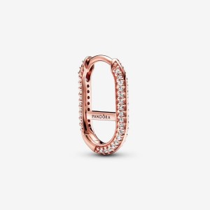 Pandora ME Pave Link Earring Rosa Gold | 765URNQDM