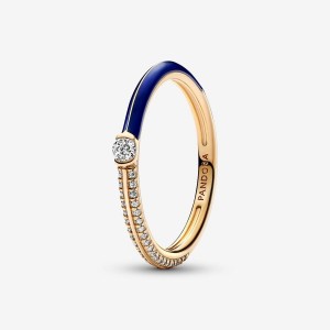 Pandora ME Pave & Blue Dual Ring Gold | 546ECJTSK