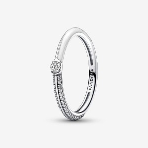 Pandora ME Pave & White Dual Ring Silber | 463MLNOEP