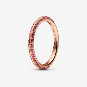 Pandora ME Red Pave Ring Rosa Gold | 792WMLBDJ