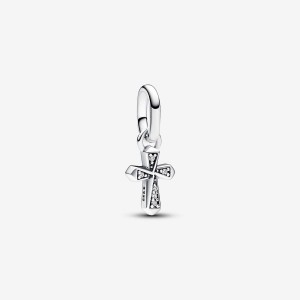 Pandora ME Sparkling Cross Mini Dangle Charm Silber | 360SXFADK