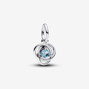 Pandora March Sea Aqua Blue Eternity Circle Dangle Charm Silber | 653GUHDSC