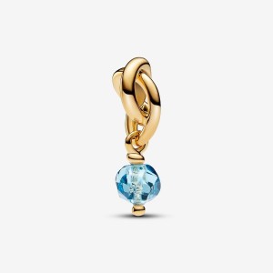 Pandora March Sea Aqua Blue Eternity Circle Dangle Charm Gold | 856IDQPWL