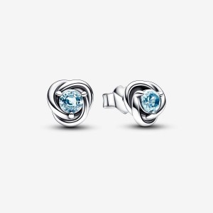 Pandora March Sea Aqua Blue Eternity Circle Stud Earrings Silber | 153RAESXP