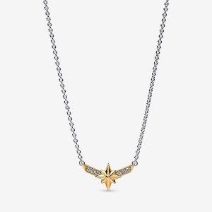 Pandora Marvel Captain Marvel Octogram Star Two tone Pendant Necklace Mehrfarbig | 034GXYTDA