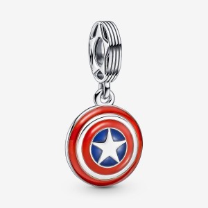 Pandora Marvel The Avengers Captain America Shield Dangle Charm Silber | 528BNTAPM