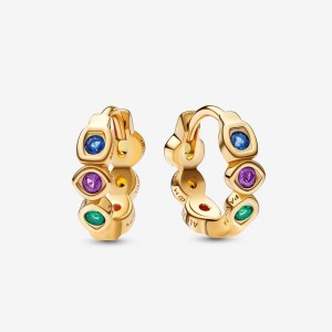 Pandora Marvel The Avengers Infinity Stones Hoop Earrings Gold | 693WHXMVE