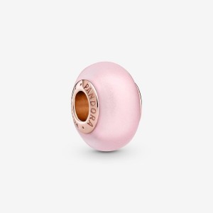 Pandora Matte Pink Murano Glass Charm Rosa Gold | 654QKRIUC