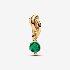 Pandora May Royal Green Eternity Circle Dangle Charm Gold | 437UGLBNS