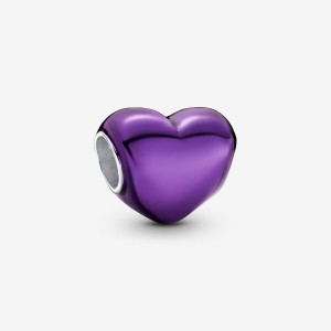 Pandora Metallic Purple Heart Charm Silber | 840ZIGYAO