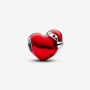 Pandora Metallic Red Christmas Heart Charm Silber | 893JIXEWB