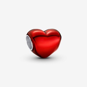 Pandora Metallic Red Heart Charm Silber | 190KBEZDG