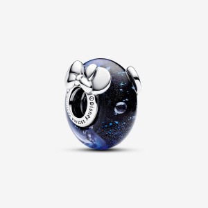 Pandora Mickey Mouse Blue Murano Glass Charm Silber | 289TDFRXV
