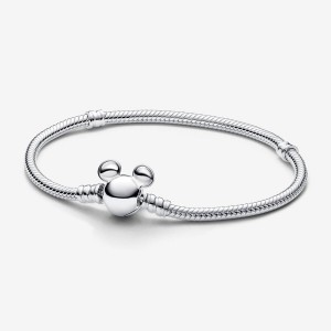 Pandora Mickey Mouse Clasp Moments Snake Chain Bracelet Silber | 539PFRIDE