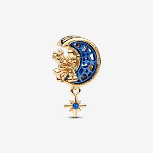 Pandora Mickey Mouse Crescent Moon Charm Gold | 169YPEIGA