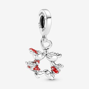 Pandora Mickey Mouse Kissing Dangle Charm Silber | 610UZAXSJ