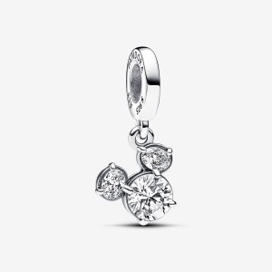 Pandora Mickey Mouse Sparkling Head Silhouette Dangle Charm Silber | 261THUAGD