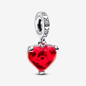 Pandora Mickey & Minnie Mouse Kiss Red Murano Glass Dangle Charm Silber | 941NUTKWZ