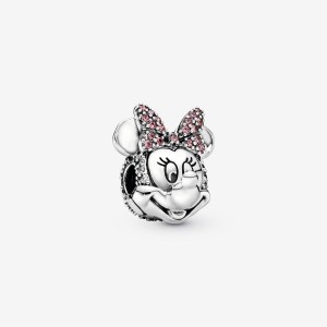 Pandora Minnie Mouse Pink Pave Bow Clip Charm Silber | 417ZWLJHS