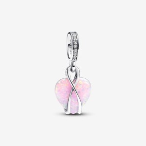 Pandora Mom Opalescent Heart Dangle Charm Silber | 153ZAVLXC