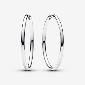 Pandora Moments 40 mm Charm Hoop Earrings Silber | 906SUQGNT