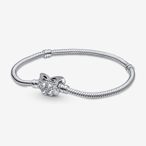 Pandora Moments Butterfly Clasp Snake Chain Bracelet Silber | 714WUYVOC