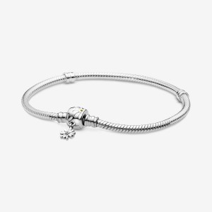 Pandora Moments Daisy Flower Clasp Snake Chain Bracelet Silber | 475GIBZCF