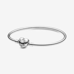 Pandora Moments Heart Clasp Bangle Silber | 630PKVMBR