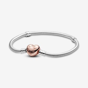 Pandora Moments Heart Clasp Snake Chain Bracelet Mehrfarbig | 753INJFXM