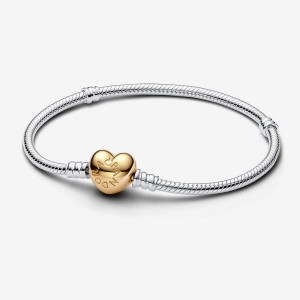 Pandora Moments Heart Clasp Snake Chain Bracelet Mehrfarbig | 582XSIMDQ