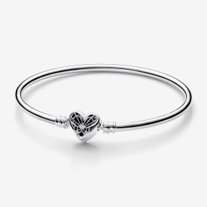 Pandora Moments Heart & Butterfly Bangle Silber | 219JGUVHK